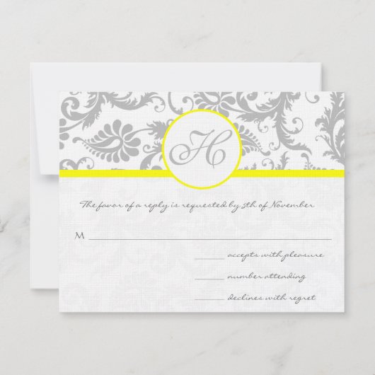 RSVP-Karte Gelb/Grau Damaskus - Text auf der entsp RSVP Karte (Rückseite)