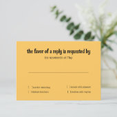 RSVP Karte Gelb rosa Blumenfarbe (Stehend Vorderseite)