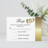 RSVP-Karte Hochzeit Elegantes Golden Hearts Design RSVP Karte (Stehend Vorderseite)