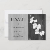 RSVP-Karte Hochzeit - Schwarz & Weiß Orchideen Bar RSVP Karte (Vorderseite)
