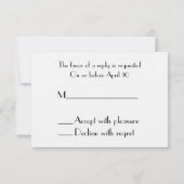 RSVP-Karte Hochzeit - Schwarz & Weiß Orchideen Bar RSVP Karte (Rückseite)