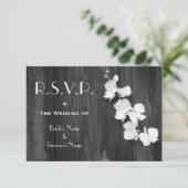 RSVP-Karte Hochzeit - Schwarz & Weiß Orchideen Bar RSVP Karte (Stehend Vorderseite)