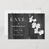 RSVP-Karte Hochzeit - Schwarz & Weiß Orchideen Bar RSVP Karte (Vorne/Hinten)