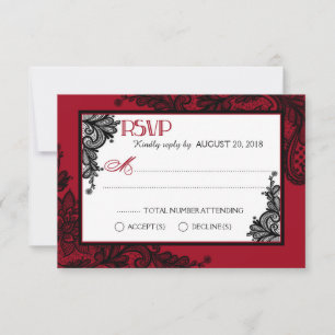 RSVP-Karte in Rot, Weiß und Schwarz RSVP Karte