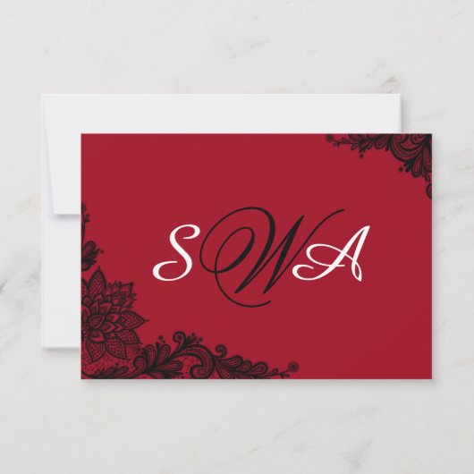 RSVP-Karte in Rot, Weiß und Schwarz RSVP Karte (Rückseite)