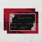 RSVP-Karte in Rot, Weiß und Schwarz RSVP Karte (Vorne/Hinten)