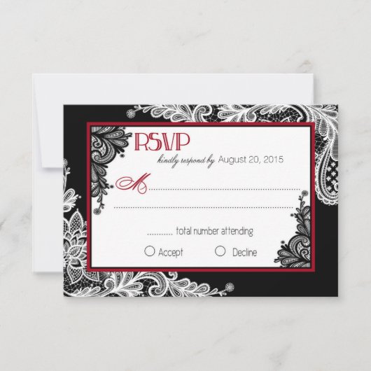 RSVP-Karte in Schwarz und Weiß RSVP Karte (Vorderseite)