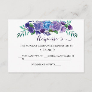 RSVP-Karte lila und blau RSVP Karte