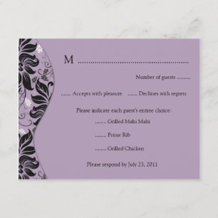 RSVP-Karte lila und schwarz RSVP Karte