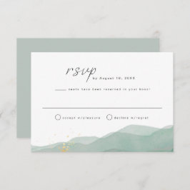 RSVP-Karte LINDEN Sage Green & Gold Einladung