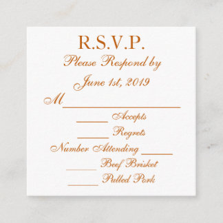 RSVP-Karte "Longhorn Burnt Orange and White Respon Begleitkarte