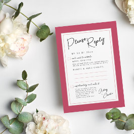 RSVP-Karte Magenta und Black Modern Wedding Reply RSVP Karte