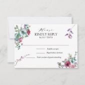 RSVP-Karte Minze und Mauve Aquarellblume RSVP Karte (Vorderseite)
