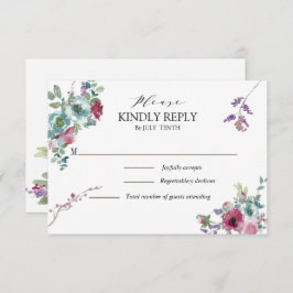 RSVP-Karte Minze und Mauve Aquarellblume RSVP Karte