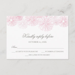 RSVP-Karte mit Blume - Taufe des Mädchens, Kommuni RSVP Karte