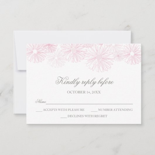 RSVP-Karte mit Blume - Taufe des Mädchens, Kommuni RSVP Karte (Vorderseite)