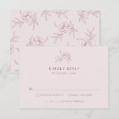 RSVP-Karte mit Blumenrosa RSVP Karte (Vorne/Hinten)