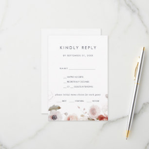 RSVP-Karte mit einfachem Blumenmenü RSVP Karte