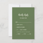 RSVP-Karte mit einfacher Minimalistisch-|Dark Sage RSVP Karte (Vorderseite)