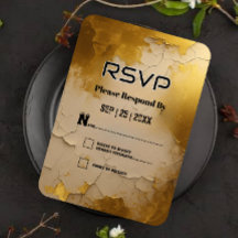 RSVP-Karte mit elegantem Cracked Gold Foil Wedding