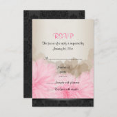 RSVP-Karte mit elegantem Rosa und schwarzem Blumen RSVP Karte (Vorne/Hinten)