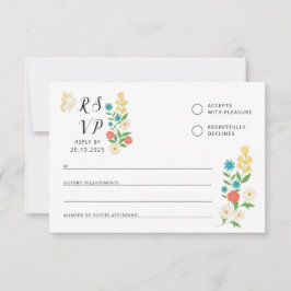 RSVP-Karte mit gezeichnet Wildblumen RSVP Karte