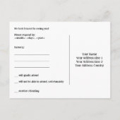 RSVP-Karte mit länglich gelblichem, nebelähnlichem Einladungspostkarte (Rückseite)