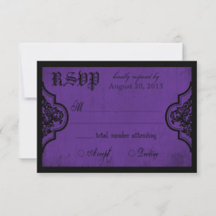 RSVP-Karte mit Lila und schwarzer Kante RSVP Karte