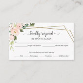 RSVP-Karte mit rosa blauem, geometrischem Hochzeit Begleitkarte (Vorderseite)