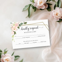 RSVP-Karte mit rosa blauem, geometrischem Hochzeit