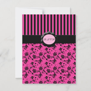 RSVP-Karte mit rosa und schwarz Streifen RSVP Karte