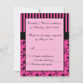 RSVP-Karte mit rosa und schwarz Streifen RSVP Karte (Rückseite)