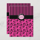 RSVP-Karte mit rosa und schwarz Streifen RSVP Karte (Vorne/Hinten)