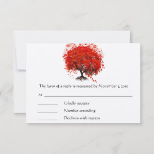 RSVP-Karte mit roter Blüte RSVP Karte
