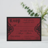 RSVP-Karte mit roter und schwarzer Spitze RSVP Karte (Stehend Vorderseite)