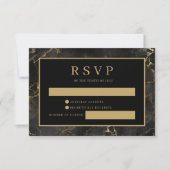 RSVP-Karte mit schwarzem Goldmarmor RSVP Karte (Vorderseite)