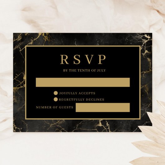 RSVP-Karte mit schwarzem Goldmarmor RSVP Karte