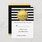 RSVP-Karte mit schwarzem und weißem Streifen RSVP Karte (Vorne/Hinten)