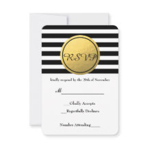 RSVP-Karte mit schwarzem und weißem Streifen