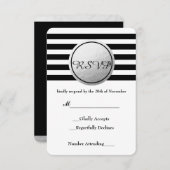 RSVP-Karte mit schwarzem und weißem Streifen RSVP Karte (Vorne/Hinten)