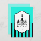 RSVP-Karte mit türkisfarbenem und schwarzem Kronle RSVP Karte (Vorne/Hinten)