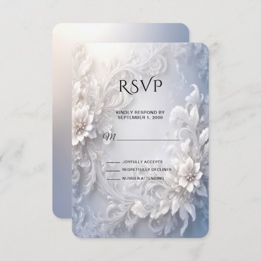 RSVP-Karte mit weißer Blüte Geblüht RSVP Karte (Vorne/Hinten)
