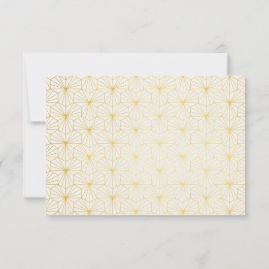 RSVP-Karte mit weißer Geometrie und Gold RSVP Karte (Rückseite)