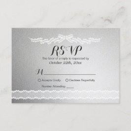 RSVP-Karte mit weißer Spitze und Silberhintergrund RSVP Karte