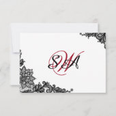RSVP-Karte mit weißer und schwarzer Spitze RSVP Karte (Rückseite)