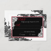 RSVP-Karte mit weißer und schwarzer Spitze RSVP Karte (Vorne/Hinten)