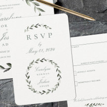 RSVP-Karte "Olive Wreath Wedding No Meal"