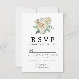 RSVP-Karte Optionen für die Mahlzeiten der White R RSVP Karte