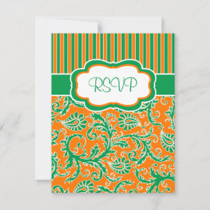 RSVP-Karte Orange, grün, weiß gestrichen Einladung