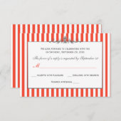 RSVP-Karte Orange, Weiß, Silber Streifen Einladung (Vorne/Hinten)